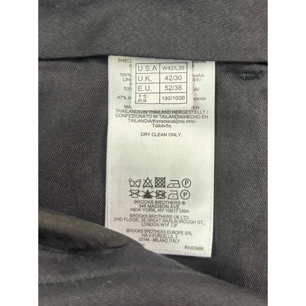 Brooks Brothers 42x30 Charcoal Madison‎ Dress Suit Pants Wool Flat Front Trouser